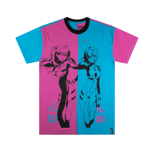 Asuka and Rei Pink and Blue Color Block Tee